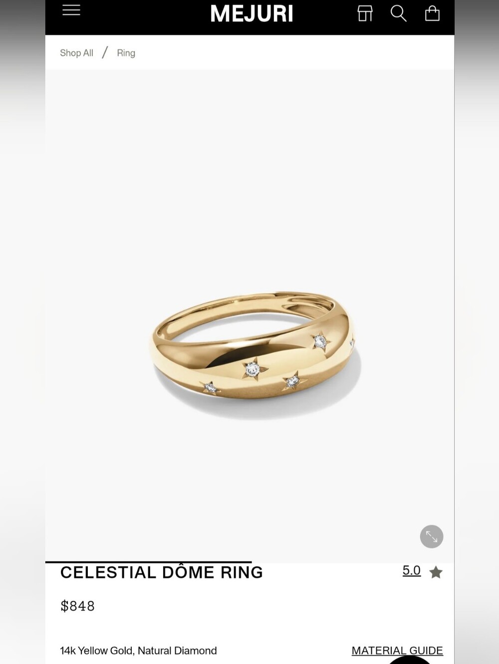 Mejuri Celestial Dôme Ring - Gold with Diamond Accents